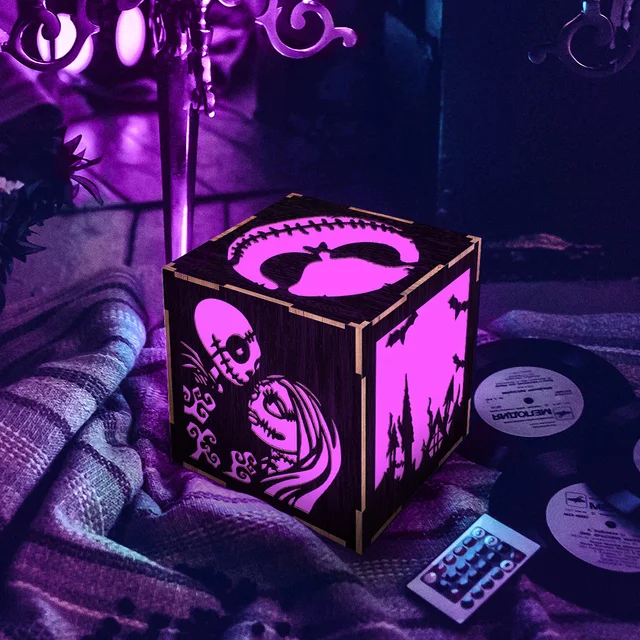 1Piece Nightmare Before Christmas LED Lantern Skeleton Jack And 1Piece Nightmare Before Christmas LED Lantern Skeleton Jack And Sally LED Night Light Wooden Table Light - 1Piece Nightmare Before Christmas LED Lantern Skeleton Jack And
