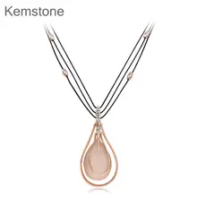Kemstone laúd clásico chapado en oro rosa de cristal opal collar colgante para las mujeres, 30 “+ 2.36” Extender