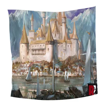 

Sailing Castle Tapestry Wall hanging decoration Home bedroom soft Good quality modern European style seaside picnic Tapestry