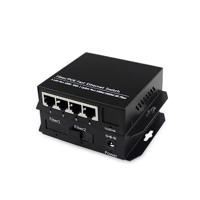 10/100base 1.25G SC Simplex mode Fiber Optic 4port RJ45