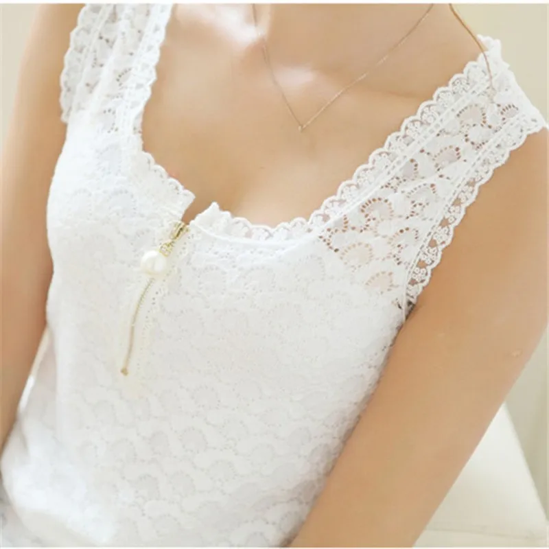 

Cotton Vest Female Summer Bottoming Outer Wear White Lace Sleeveless T-shirt Spring Bottoming Slim Female Sort Paragraph LM93 25