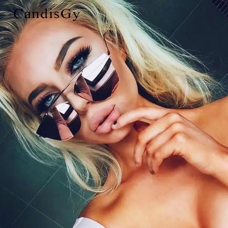 

2016 Cat Eye Mirror Sunglasses New Arrival Single-Bridge Women Or Lady CHROMIC UV400 Point Sun Glasses Oculos de sol Hot Sale