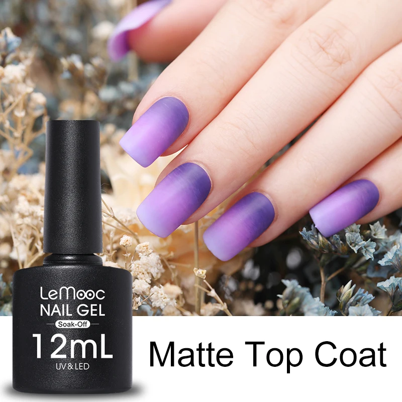 

LEMOOC 8ml 12ml Matte Top Coat Lucky Color Semi Permanent Gel Lacquer UV LED Lamp Long Lasting Soak Off Gel Nails Polish