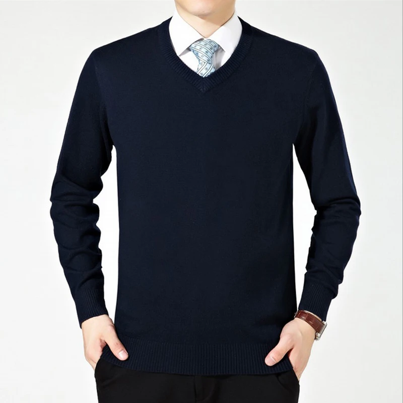 V Neck Polo Wool Sweater Men Winter Pullover Men 2017 Mens