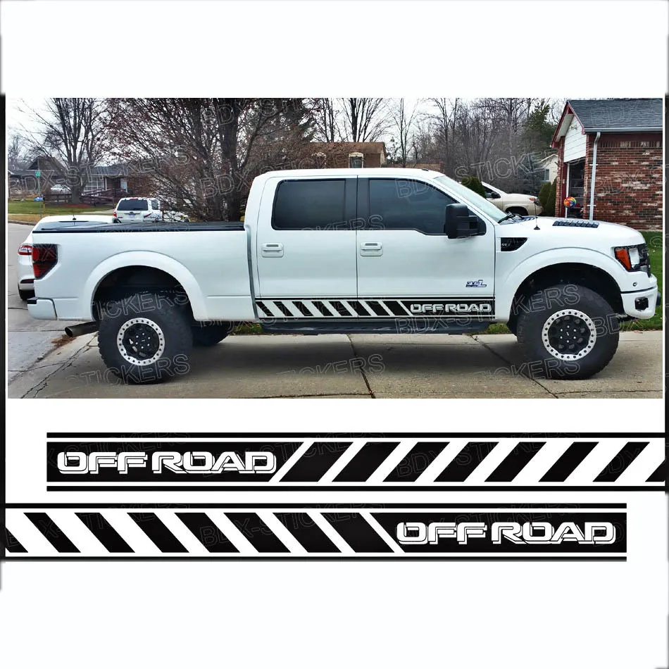 

car decals 2PC OFF ROAD side door stripe graphic Vinyl scratch sticke custom for Ford FORD F150 raptor 2009-2015