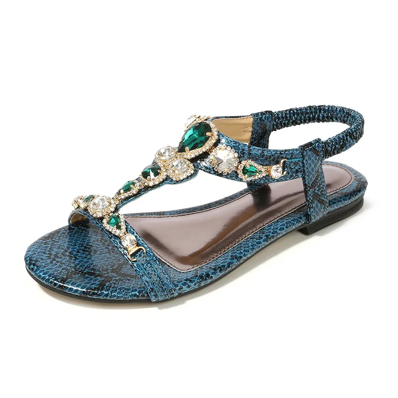 

Flat Sandals 2019 New Brand Bohemia Summer Women Bling Crystal Gladiator Sandals Women Beach Casual Shoes Sandalias Mujer