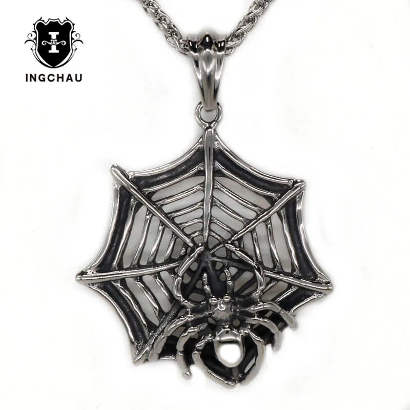 

Male Biker Motorcycle Style Spider Pendant Necklace Men/Women Punk Rock Jewelry Stainless Steel Necklaces LS-17