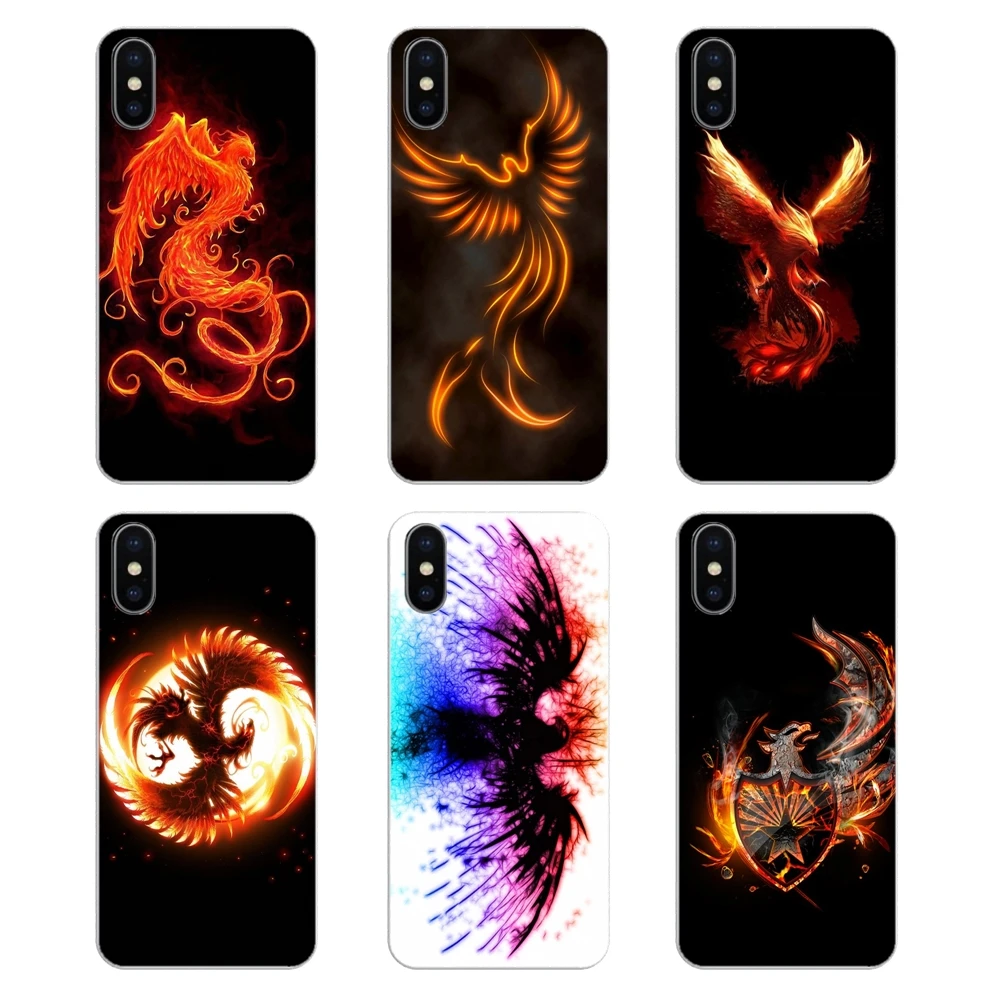 For LG G7 Q6 Q7 Q8 Q9 V30 X Power 2 3 OnePlus 3T 5T 6T Transparent Soft Cases Covers The rising Fire Phoenix bird Art Print |