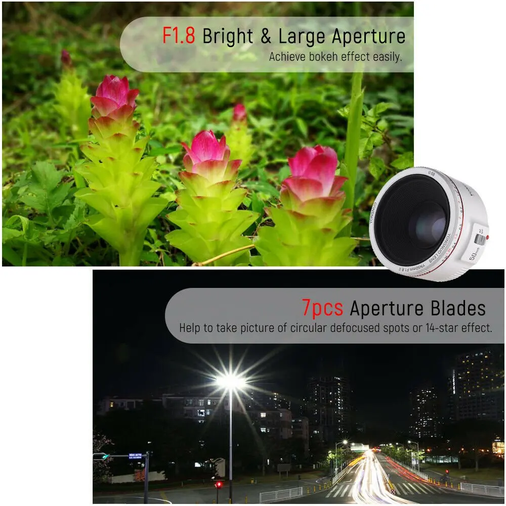 Белый YN50mm F1.8 II большая апертура Автофокус Объектив YONGNUO для Canon эффект боке объектив камеры для Canon EOS 70D 5D2 5D3 DSLR