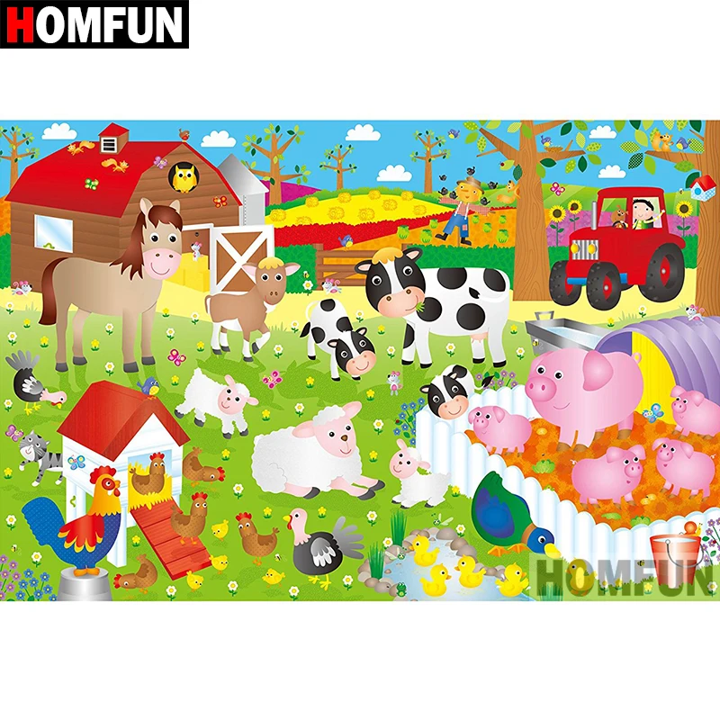 

HOMFUN 5D DIY Diamond Painting Full Square/Round Drill "Cartoon poultry" 3D Embroidery Cross Stitch gift Home Decor A08241