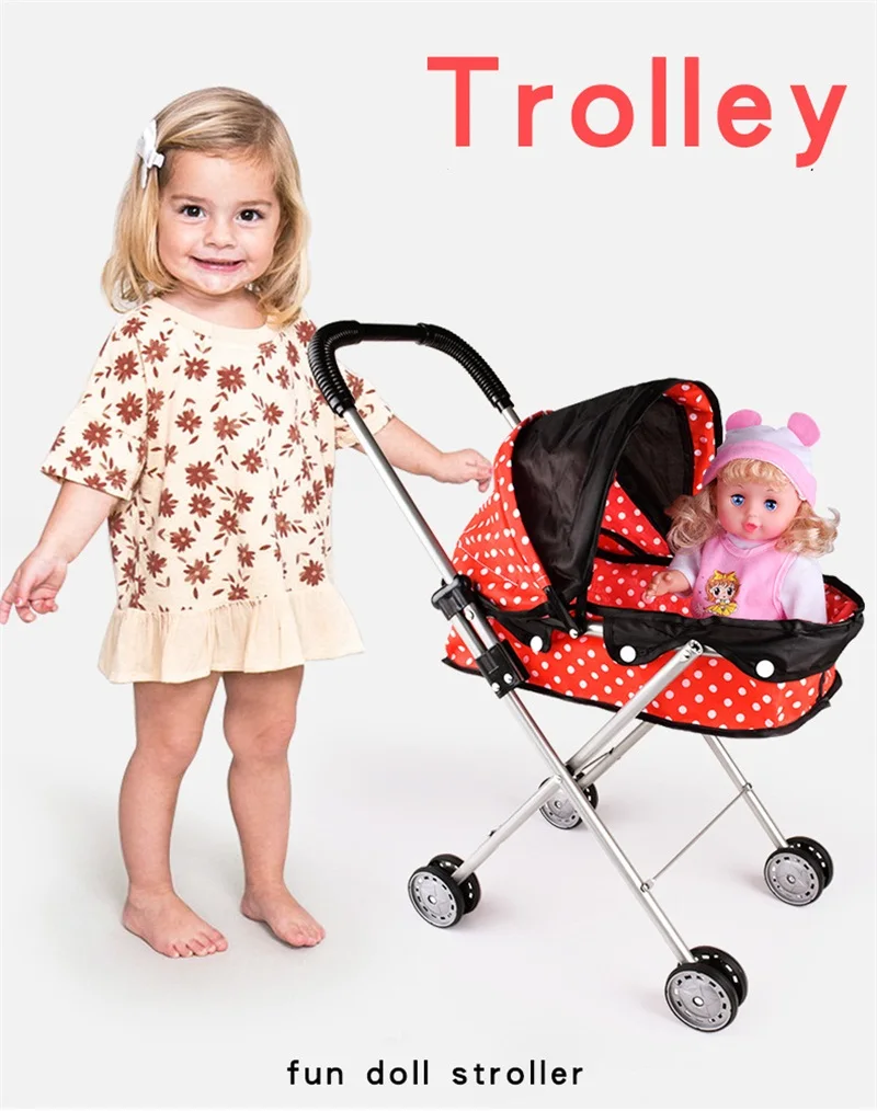 55 cm baby doll trolley Large iron cart toy and 20cm baby doll birthday present Playhouse toy baby gift Doll accessories