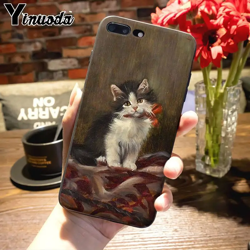 Мягкий чехол Yinuoda в стиле ретро с котом для iPhone 8 7 6 6S Plus X 5S 11pro SE xs max xr|Бамперы| |