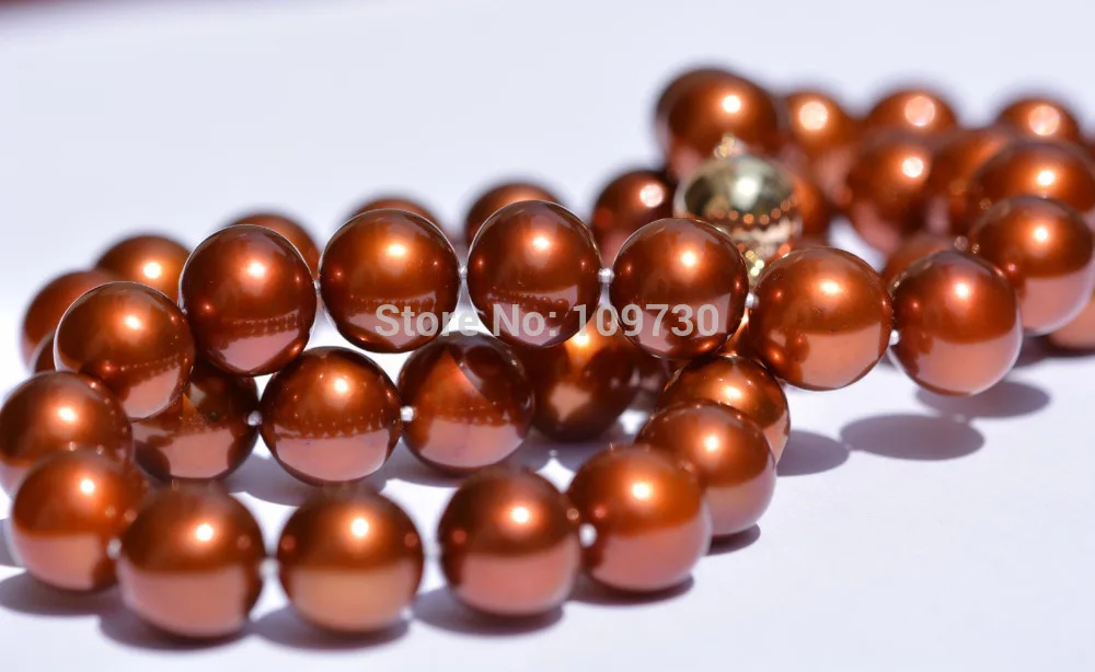 

Jewelr 003590 Big chocolate pearl AAAAA top grade 11-12mm 14KGP clasp necklace jewelry