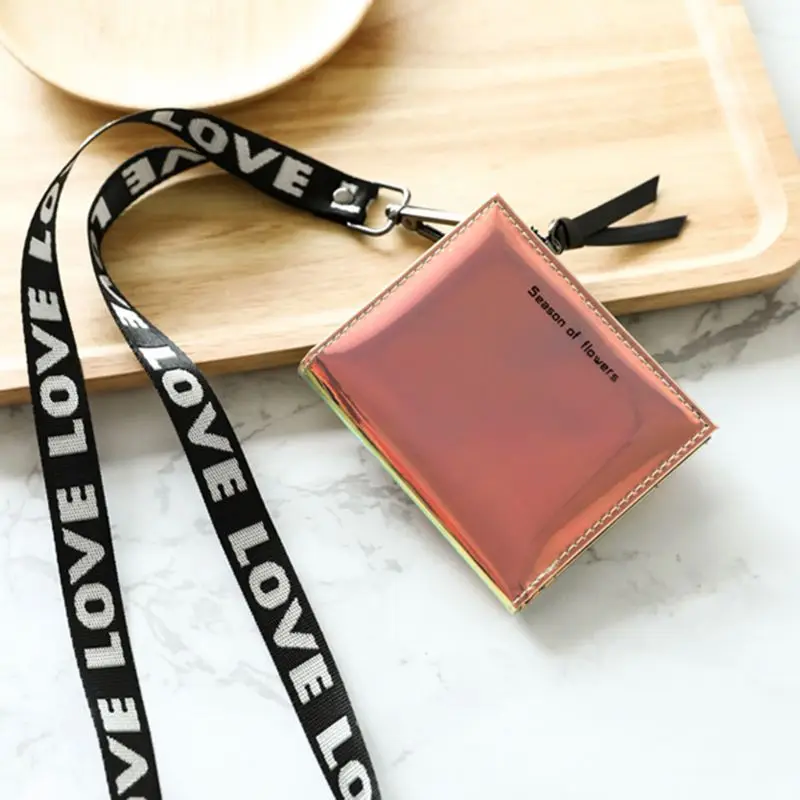 

Women Hologram Leather Wallet Button Lady Short Laser Purse Bag