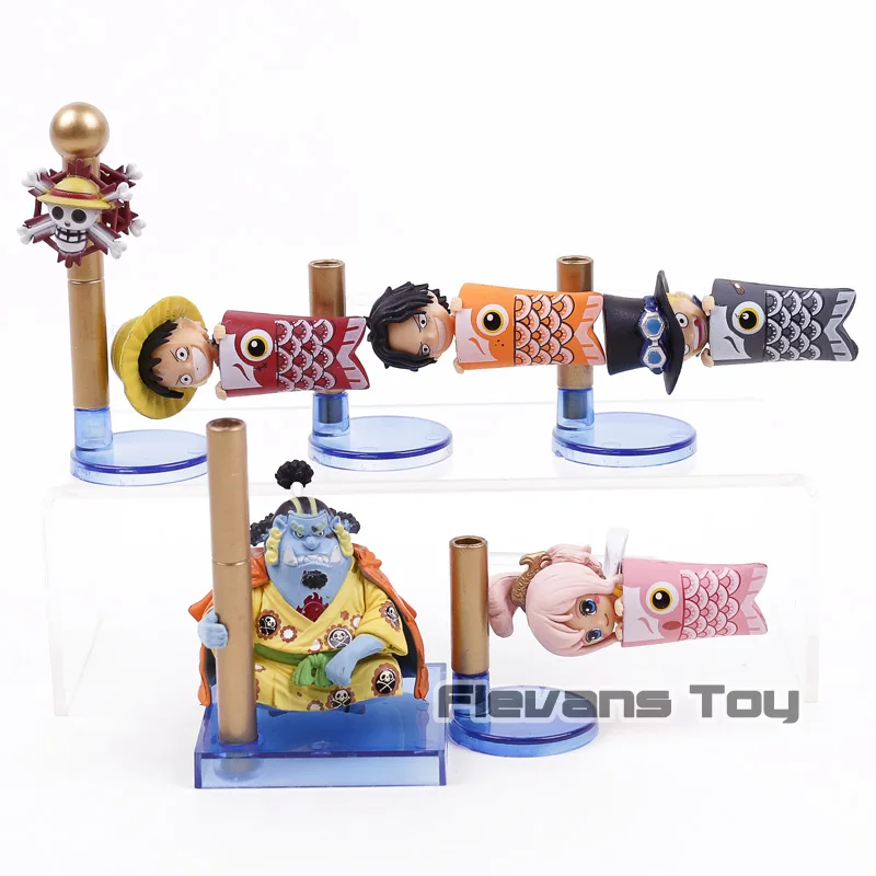 

WCF 5pcs/set Anime One piece Carp Flags Perona Kuzan luffy Action Figure Toys Model Collection Christmas Gift 8cm