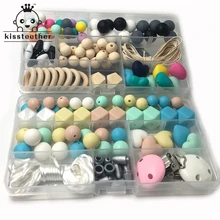 Две коробки, детские игрушки-прорезыватели, Силиконовые Прорезыватели для зубов, набор с зажимом, геометрические шестигранники, силиконовые прорезыватели, бусины, сделай сам, ожерелье для кормления
