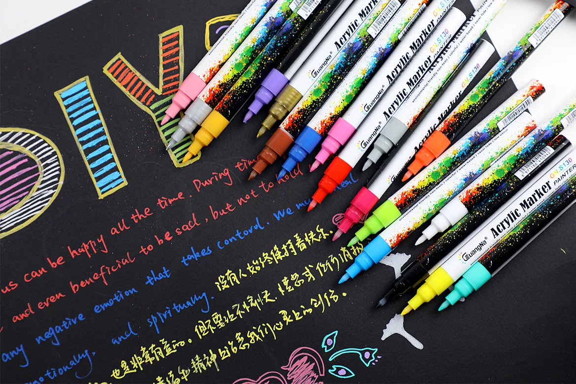18 цветов металлический Микрон ручка детальная маркировка цвет металлический маркер для альбома черная бумага Рисование школьные наборы для рисования краски ручки