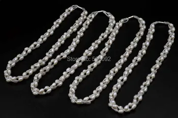 

Handmade genuine rice Freshwater Pearl Necklace Free shipping