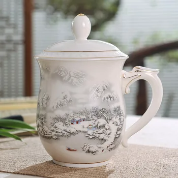

Jingdezhen Filter Tea Mug Vintage Pattern Ceramic Porcelain Flower Tea Milk Cup with Lid Kit Drinkware Creative Handgrip Teacup
