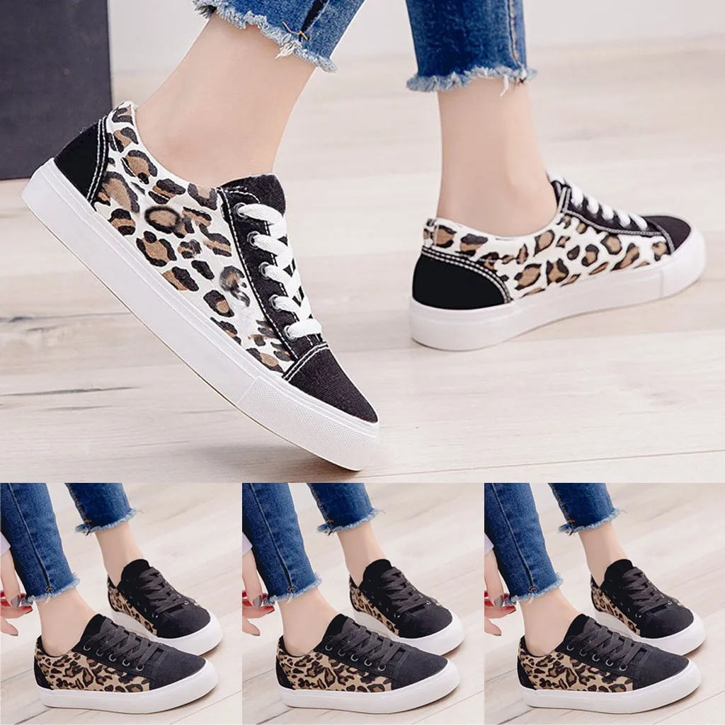 

Women's Summer Wild Round Toe Casual Shoes Flat Outdoor Leopard Sneakers #4