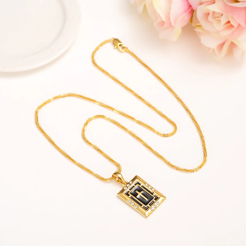 Rhinestone Cross Chain Necklace Men Crucifix Pendant Women Gold