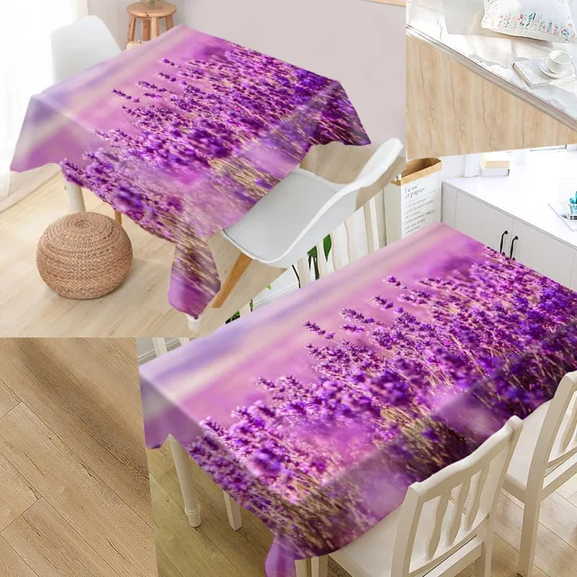 Best Lavender Flowers Custom Table Cloth Rectangular Oxford Print