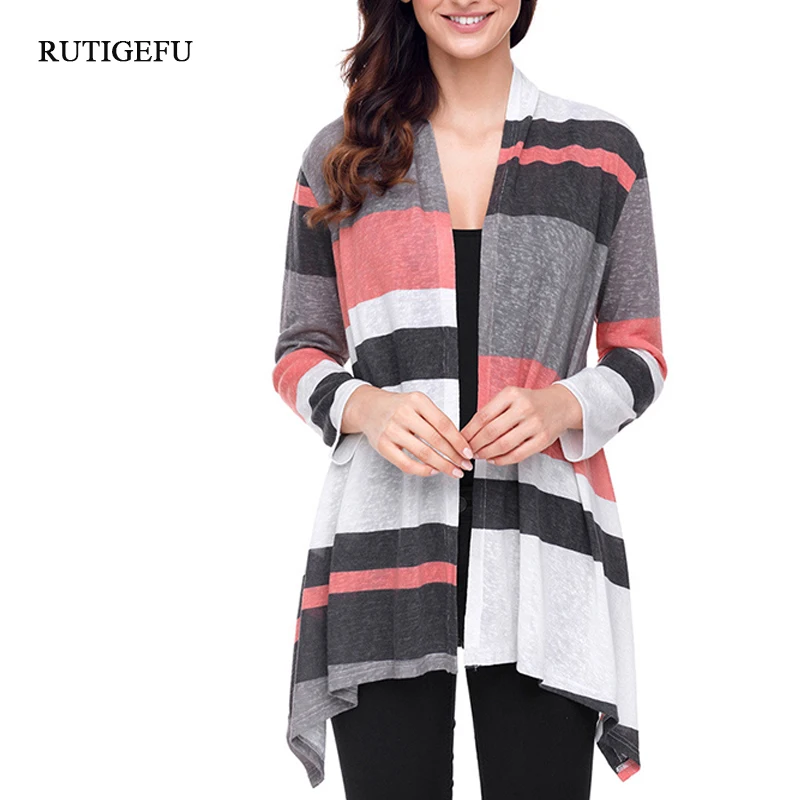 Aliexpress.com : Buy Women Spell color Stripes Cardigan