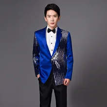 Блейзер masculino приталенный мужской сценический костюм с блестками смокинг пиджак мужской хор певец MC ведущий шоу костюм куртка