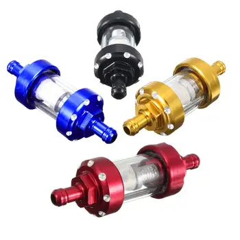 

In & Out 1/4'' 6mm Motorcycle Fuel Filter Clear Inline Short Fuel Filter Aluminium Alloy Universa ATV Oil Filters Auto 69mm Long
