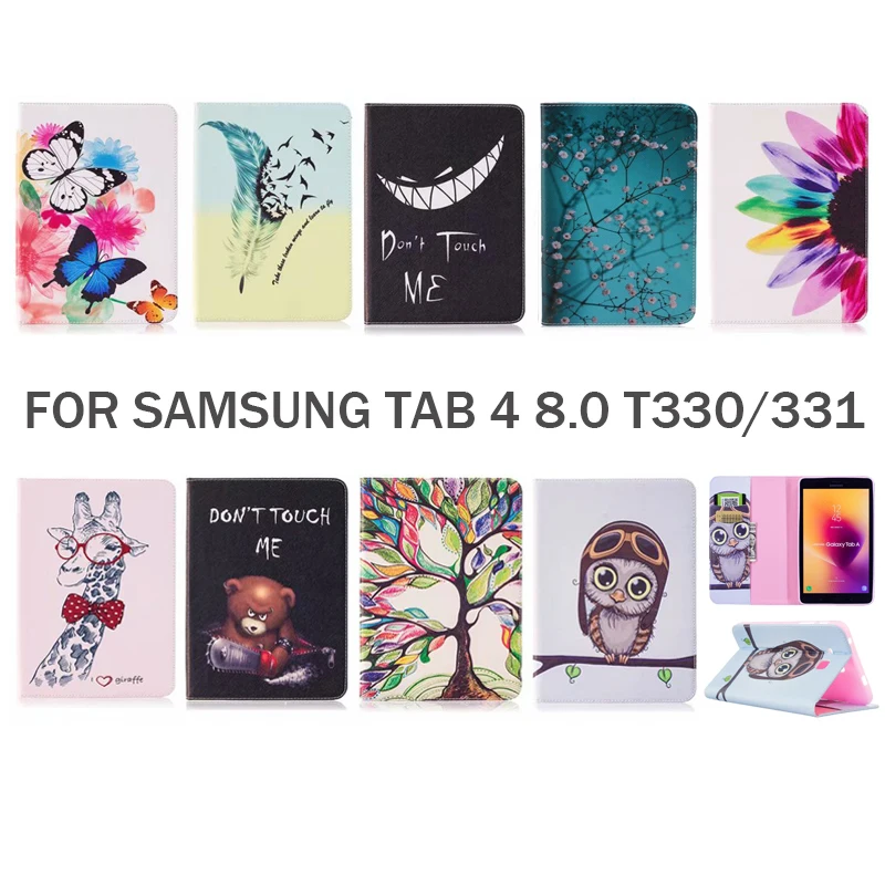 

For samsung Galaxy tab 4 8.0 T330 T331 Case Cute Pattern style PU Leather Cover Cases For samsung tab4 Tablet Shell