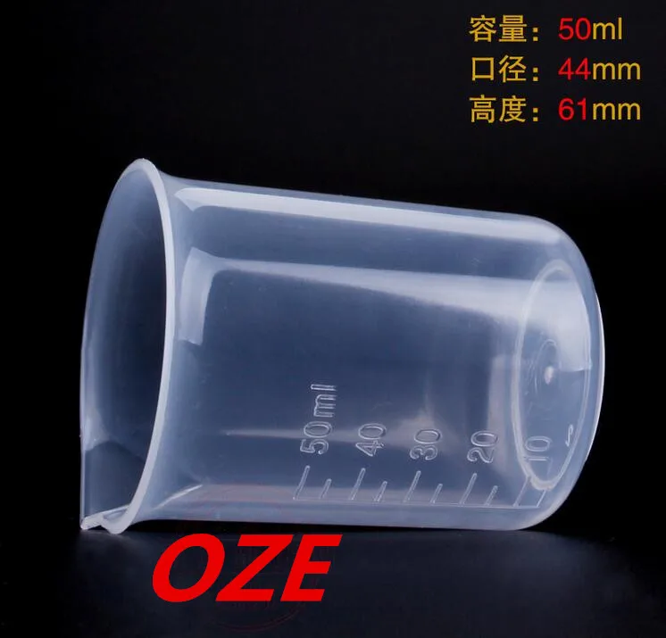 2 шт 50 мл Градуированный Beaker прозрачный пластиковый мерный стакан для лаборатории