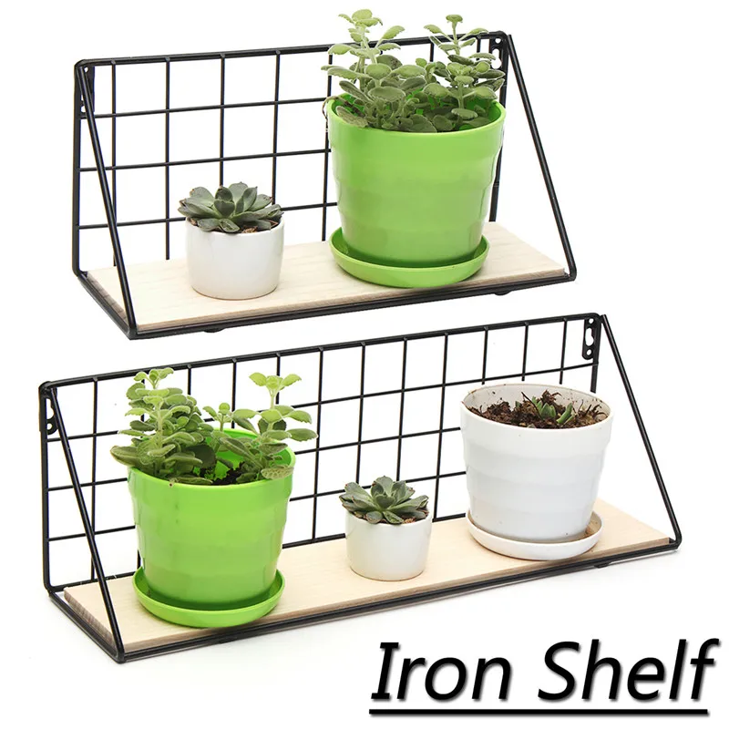 Buy Metal&Wood Wall Hanging Shelf Industrial Modern