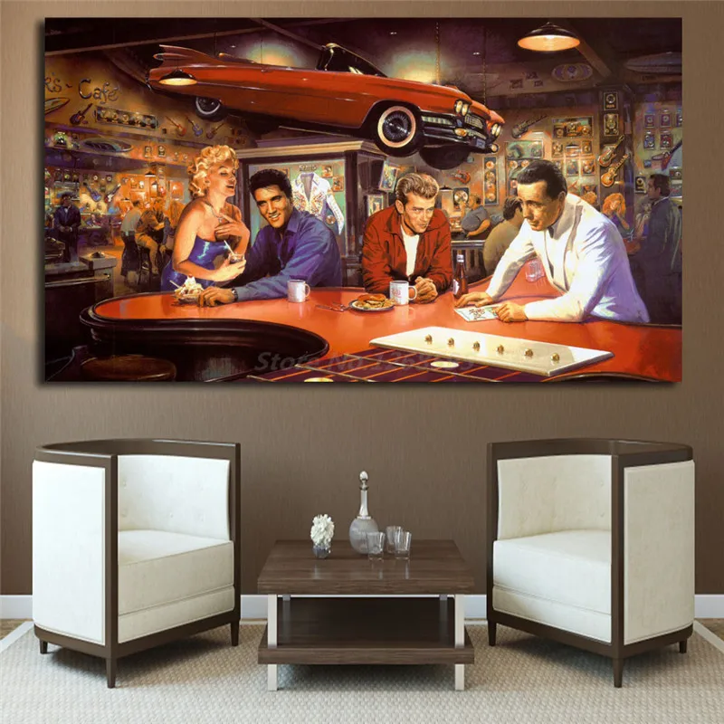 Marilyn Monroe James Dean Elvis Presley Humphrey Bogart Playing Card Silk Poster