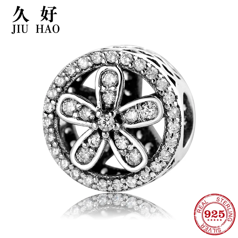 

Hot 925 Sterling Silver charm Flower shape zircon beads womens trendy 2018 Fit Original Pandora Charms Bracelet Jewelry
