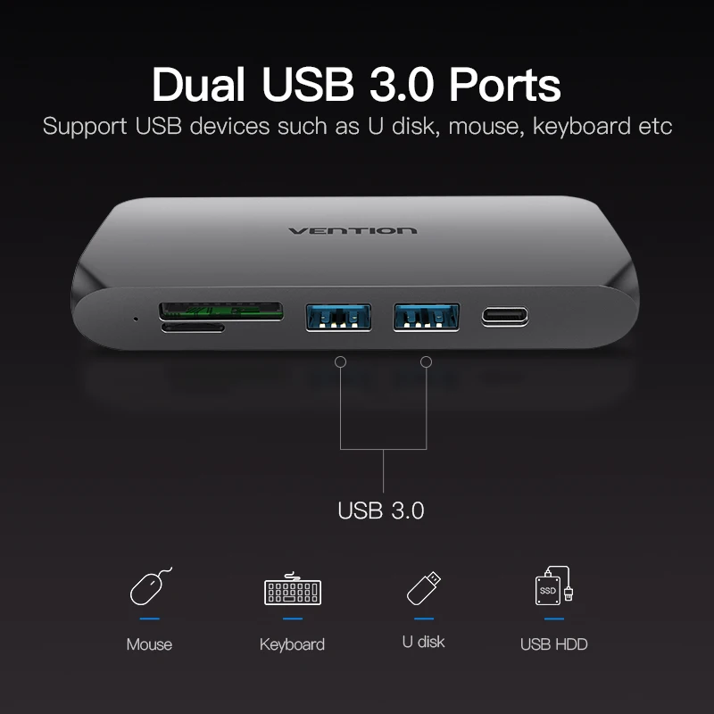Vention usb-хаб USB C к HDMI SD/TF кард-ридер Thunderbolt 3 адаптер для MacBook samsung Galaxy S9 huawei P20 Pro type C концентратор