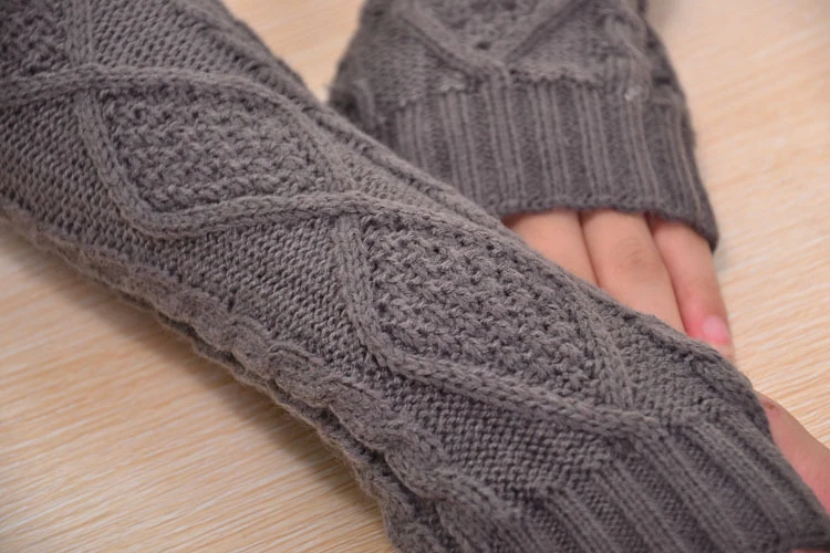 1 Pair Fashion Autumn Winter Spring Warm Women Ladies Girl Solid Gloves Arm Warmer Long Fingerless Xmas Knitting Wool Mittens