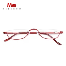 MEESHOW 2 шт. полуобода очки для чтения высокое качество Металлические очки 1,25,~ 4,0, с Чехол упаковка в подарок T0340 ридер