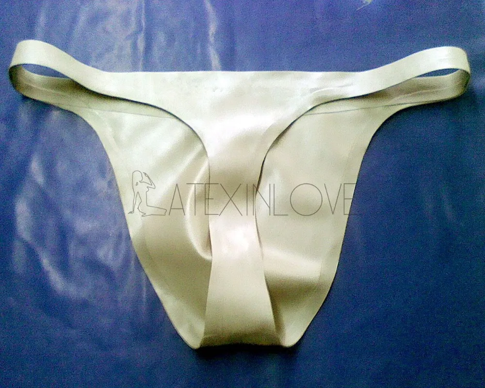Sexy White Men's Latex Briefs Rubber Underwear T-back 0.4MM Thickness Custom Tailor | Тематическая одежда и униформа