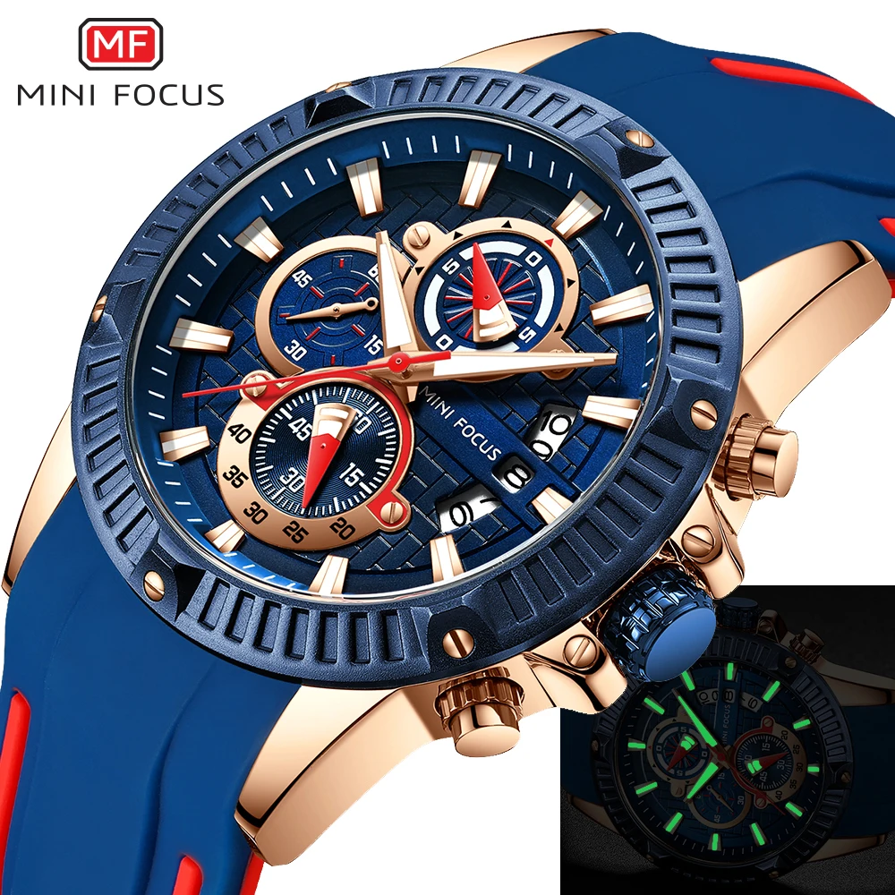 

Mini Focus Brand Blue Silicone Quartz Wrist Watch Men Sports Watch reloj hombre 2018 Wristwatch Mens Sport Watches Gift for Men
