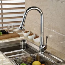 Смеситель для кухонной раковины, настенное крепление, двойное распылительное сопло, смеситель для горячей и холодной воды, хромированная латунь