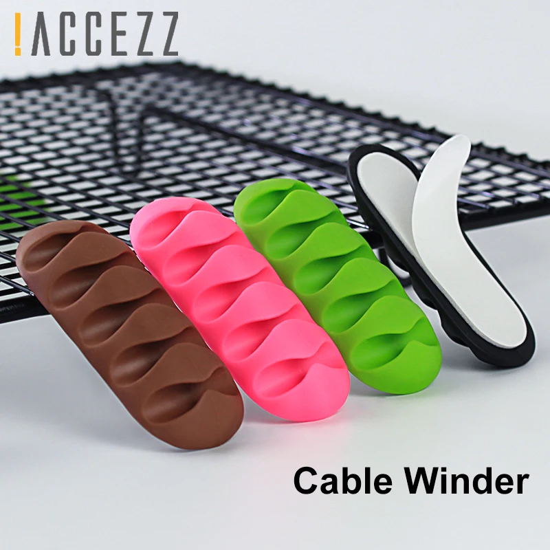 

!ACCEZZ 10PCS Cable Holder Protector Management Device Organizer Wire Silicone Earphone Charger Clips Cables Winder For Sumsang