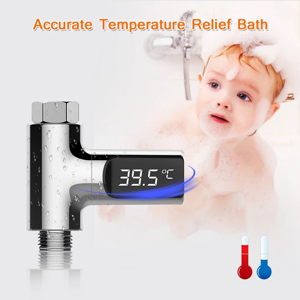 Billig LW 101 Led anzeige Home Wasser Dusche Thermometer Fluss Selbst Generierende Strom Wasser Temperture Meter Monitor Für Baby Pflege