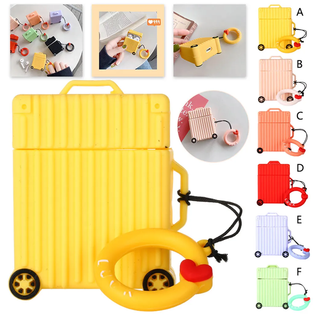 

Earphone Cover Cute Silicone Protective Case Cover Suitcase key Chain for Airpods Earphones L708