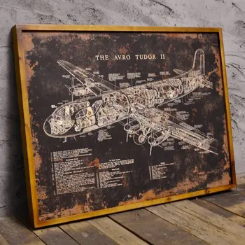 

American Retro Industrial Wind Aircraft Blackboard Painted Wooden Bar Cafe Wall Mural Decoration Painting Hanging Ornaments