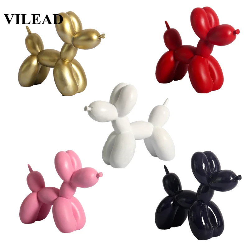 

VILEAD 6.7" Resin Nordic Balloon Dog Creative Home Soft Decorations Desktop Living Room Cake Bakery Shop Crafts New Year Decor