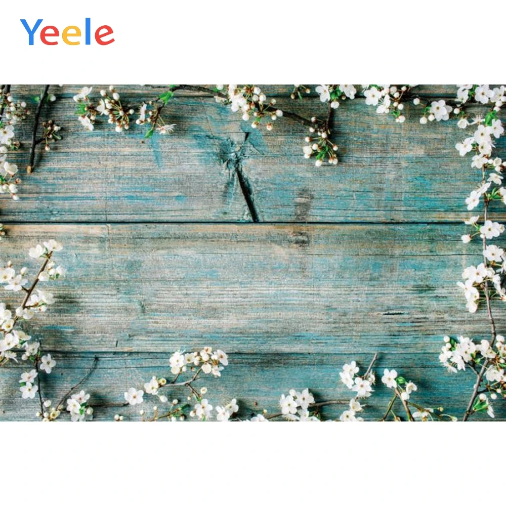 

Yeele Flower Green Wood Board Baby Show Food Portrait Photography Background Customized Photographic Backdrops For Photo Studio