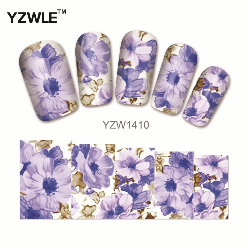 

YZWLE Nail Style Watermark Nail Art sticker 3D Design Cute Green Feather, Water Transferrt Stic(YZW1410)