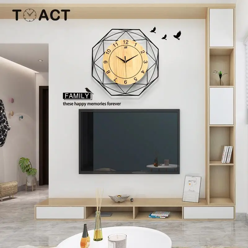 

Creative Wooden Clocks European Modern Design Living Room Wall Clock Home Decor Quiet Simple Watch Quartz Wood Wall Watches