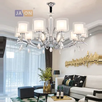 

led e14 Postmodern Iron Crystal Glass Chrome LED Lamp LED Light.Pendant Lights.Pendant Lamp.Pendant light For Dinning Room
