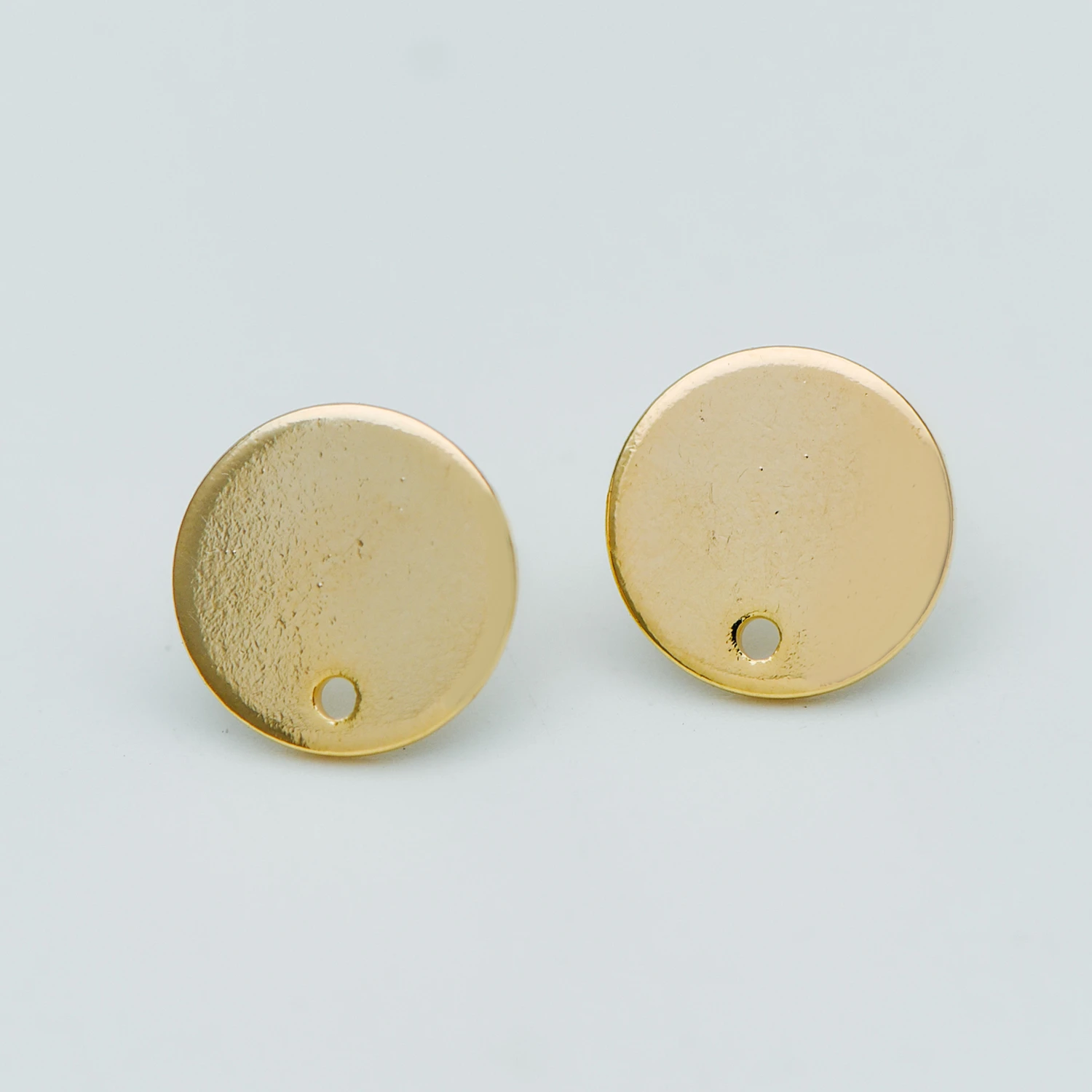 10 шт Золотые круглые дисковые гвоздики для ушей 12 мм, золотистая латунь, геометрические серьги-гвоздики компоненты(GB-624